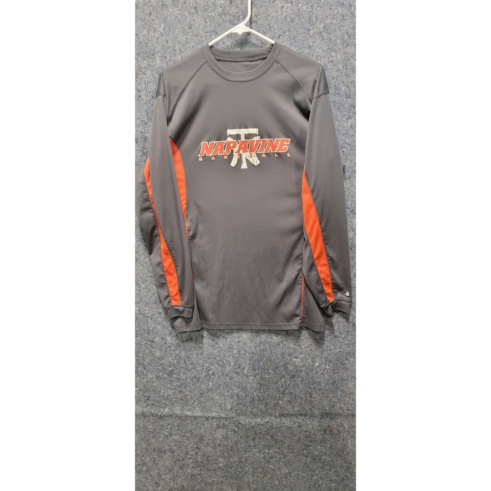 Napavine KM Men's Gray Orange Long Sleeve Workout Shirt Size L